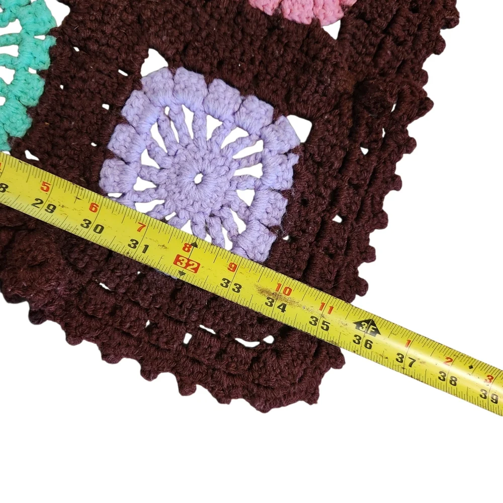 Granny Square Afghan Homemade Crochet Blanket Roseanne Style 36